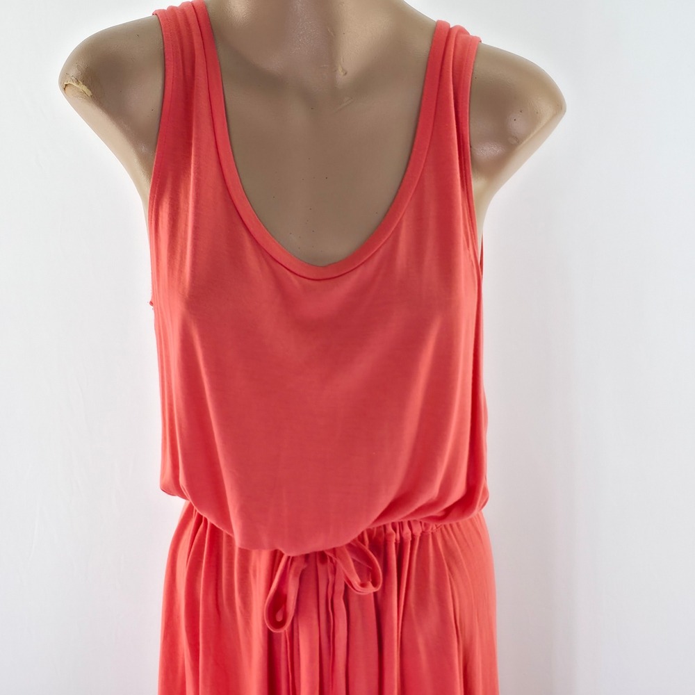 Gap Hi-Lo Short Dress Womens Large Fresh‎ Coral Sleeveless Drawstring Rayon 6070 - Picture 4 of 15